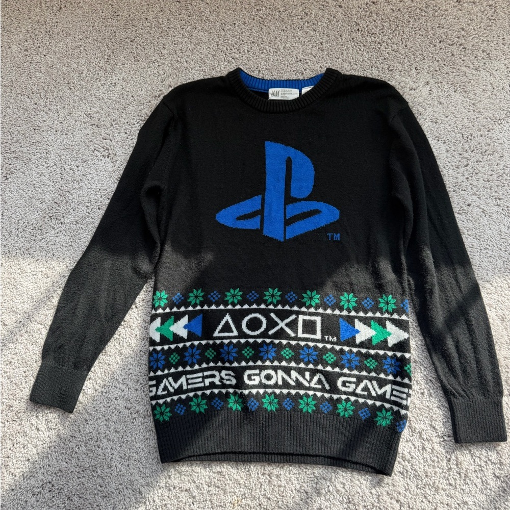 H&M Black and Blue Gamer Sweater